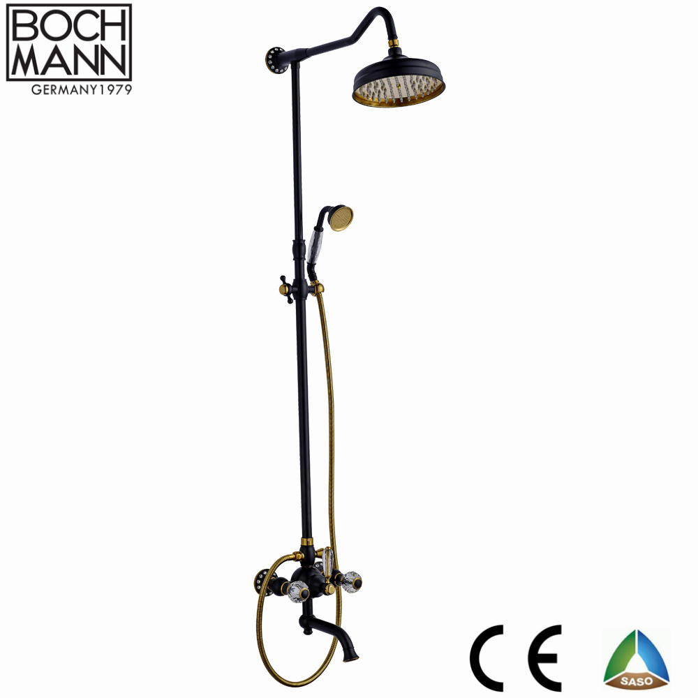 Traditional Luxury Full Brass Golden Sanitary Ware Bathroom Shower Set Tap