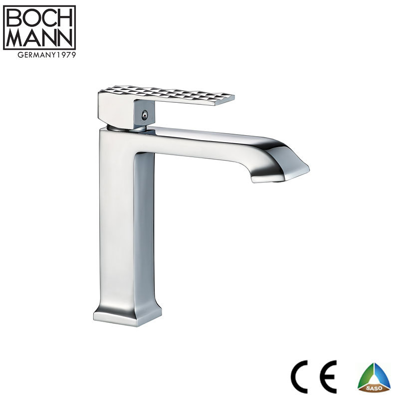 Rose Gold Diamond Cutting Design Handle Bathroom Basin Faucet