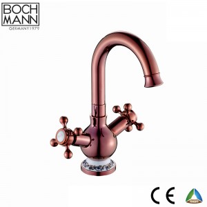 Luxury Tradional Design Art Chrome Deck Mounted Bathroom Water Faucet