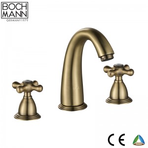 Full brass double handle wall mounted kitchen faucet