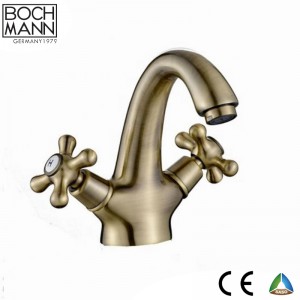 Tradional Design Full brass double handle high basin faucet