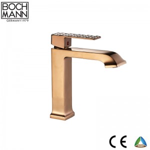 rose gold color luxury diamond cutting shape handle brass water faucet