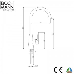 U shape spout  brass kitchen sink mixer