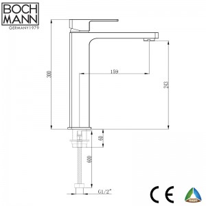 luxury morden brass heavy weight square basin mixer