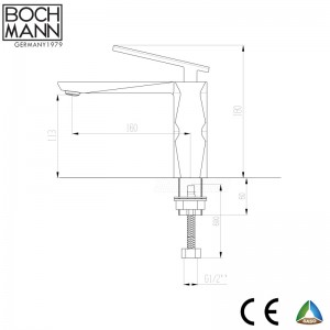 luxury diamond cutting design brass  basin faucet