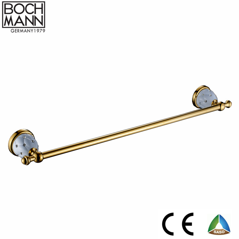 Traditional Luxury Design Gold and White Color Metal Material Robe Hook with Diamond Decoration