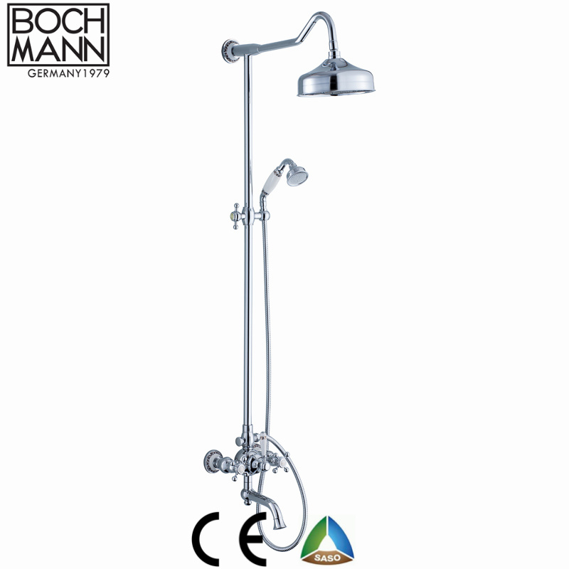 Traditional Chrome Gold Color Brass Double Handle Shower Faucet with Ceramic