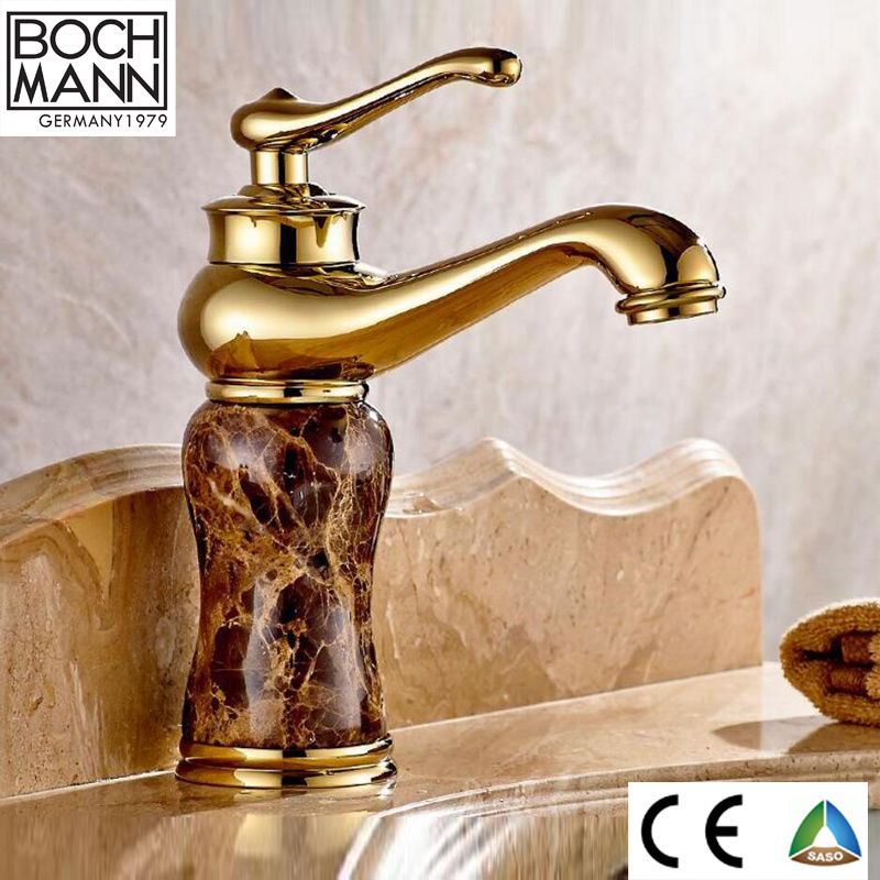 Traditional Design Brass Body Basin Water Mixer with Ceramic Decoration