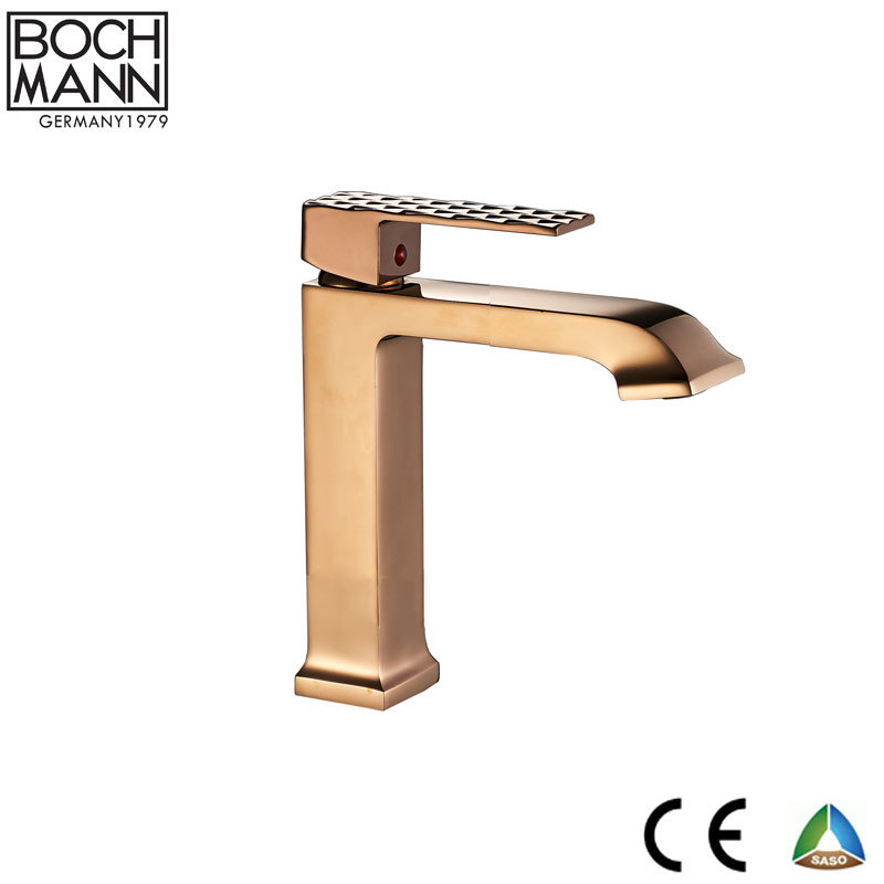 Luxury Diamond Cutting Design Zinc Handle Brass Body Water Taps for Bathroom