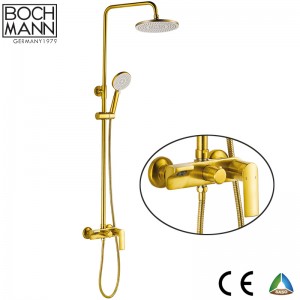 brushed gold  brass  rain shower set faucet for bathroom