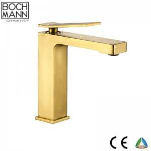 brass bathroom basin mixer in brushed gold color