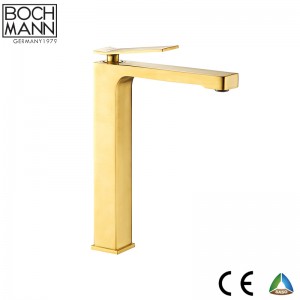 brass bathroom long basin mixer in brushed gold color