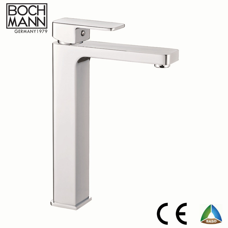 Brass Square Shape Top Counter Basin Faucet in Gold and White Color