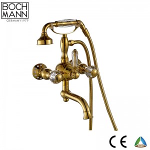 Luxury Traditional  golden color double handle bath faucet