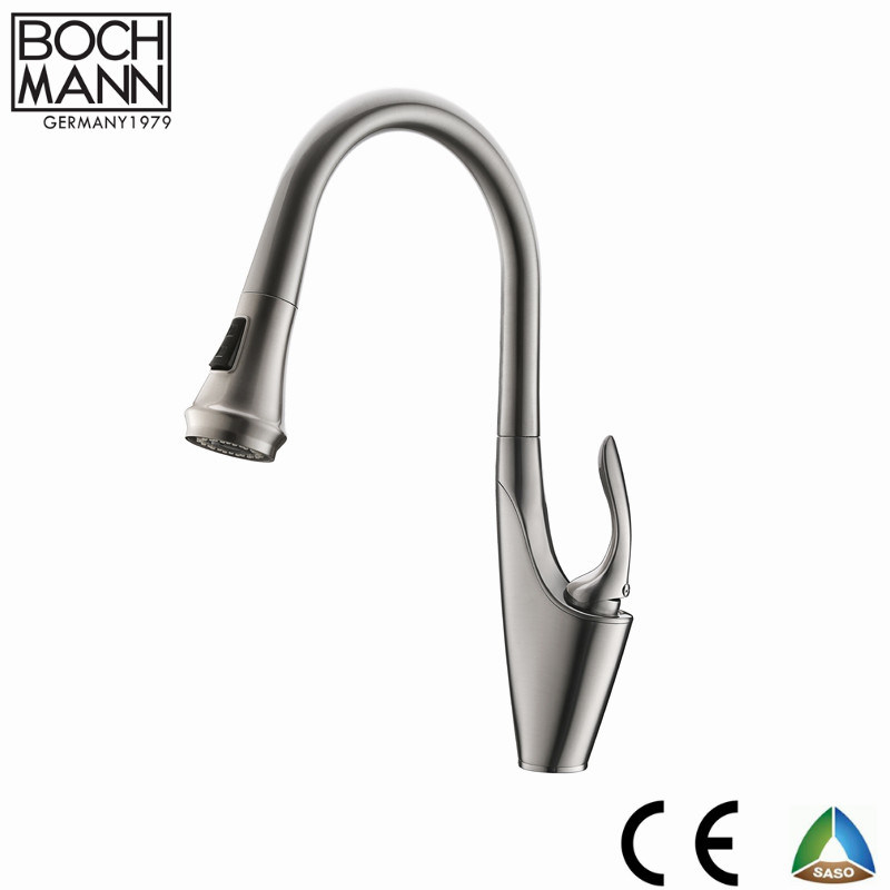 Black Color Brass Slim U Shape Spout Pull out Kitchen Water Tap