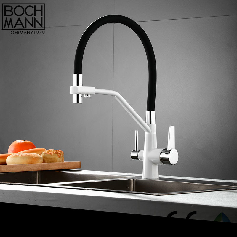 Black Kitchen Brass Water Tap with Purified Water Outlet Function