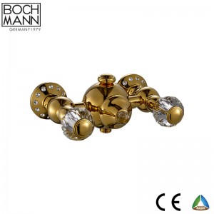 Luxury Traditional  golden color double handle shower bath faucet