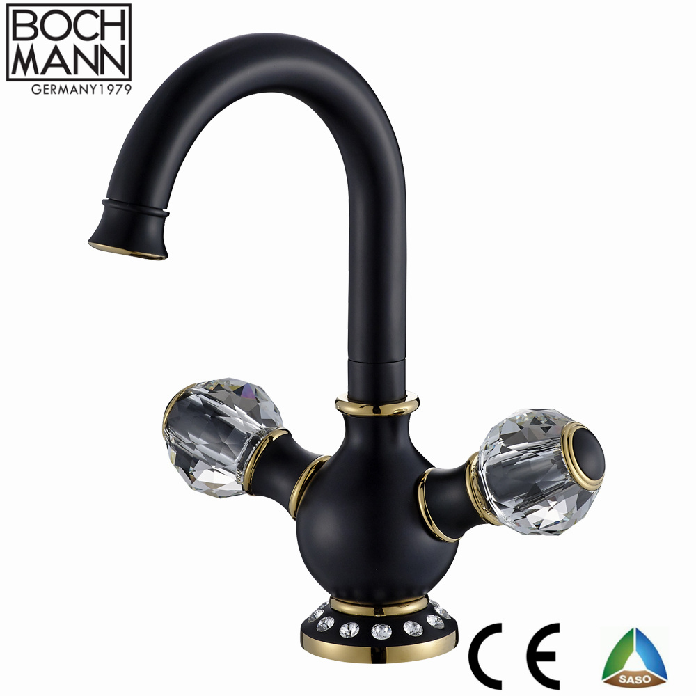 Luxury High Quality Full Brass Dual Wheel Crystal Handle Shower Tap