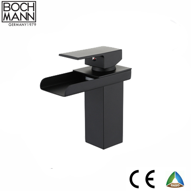 Black Color Waterfall Faucet and Brass Body Bathroom Basin Faucet Sanitary Ware Mixer