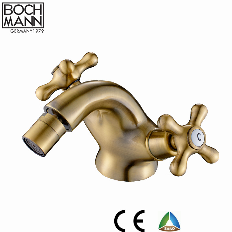 Bronze Color Traditional Full Brass Dual Handle Sink Water Faucet for Kitchen