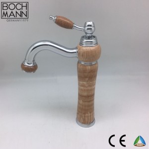 Chrome Plated High Basin Tap with Wooden Color Marble Stone