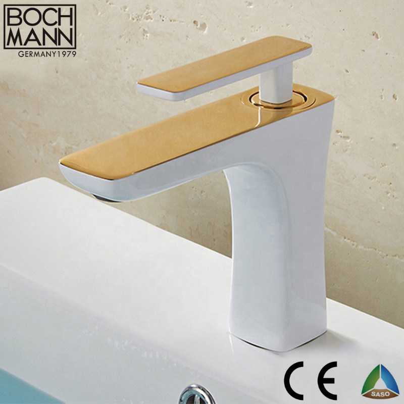 Chrome White Gold Color High Top Counter Basin Water Faucet for Bathroom