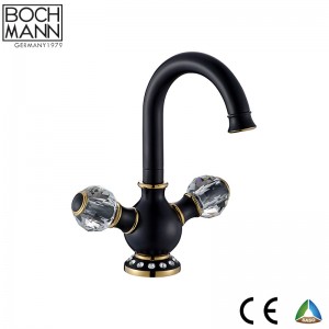 Luxury Traditional black & golden color double handle basin faucet