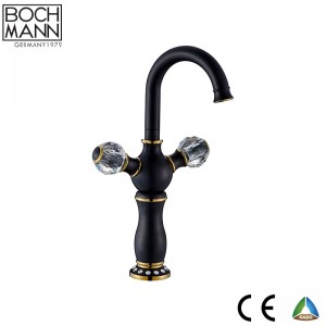 Luxury Traditional black & golden color double handle basin faucet