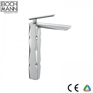 luxury diamond cutting design brass high  basin faucet