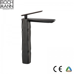 diamond cutting design brass high  basin faucet in gold color