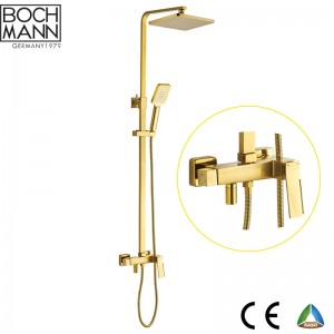 Luxury morden brass brushed gold rain shower set faucet
