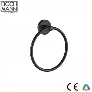 matt black color brass single towel ring