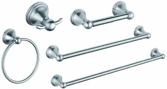 Nickel Brushed Chrome Ss Metal Bathroom 5 PCS Set Towel Bar