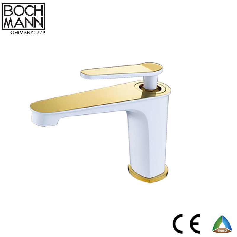 Golden and White Color Bathroom Fittings Kitchen Bathtub Shower Wash Face Hand Water Tap