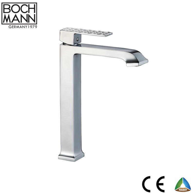 Luxury Diamond Cutting Design Zinc Handle Brass Body Water Taps for Bathroom