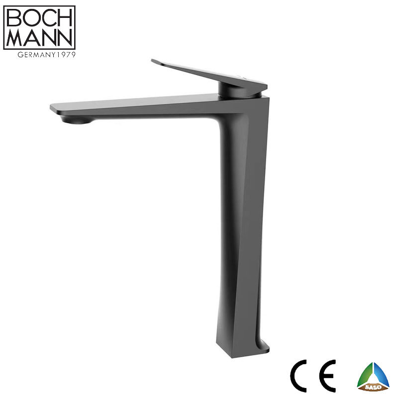 Art Design Chrome Plated Gold Color Matt Black Color Brass Short and High Bathroom Faucet