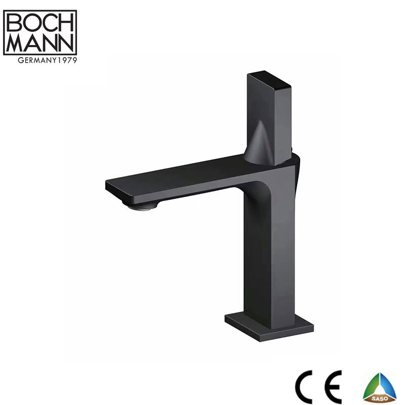 Hot Selling Black Color New Design Revolving Handle Copper High Basin Water Faucet