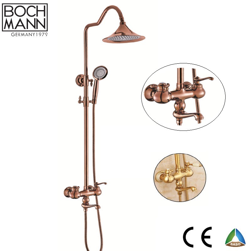 Luxury Brass Body Chrome/Golden Color Bath Rain Shower Set Faucet