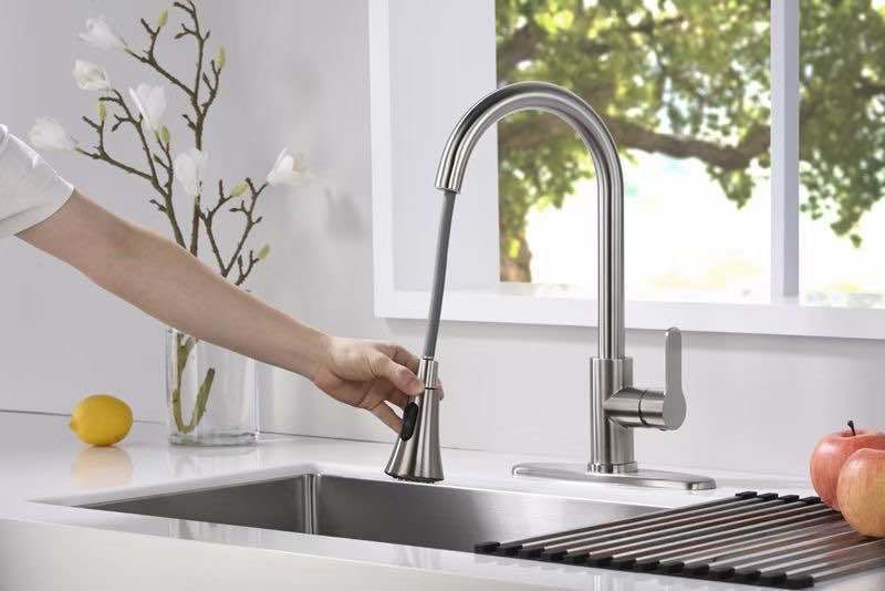 Pull out Spray Head Nickel Brushed Chrome Kitchen Water Faucet