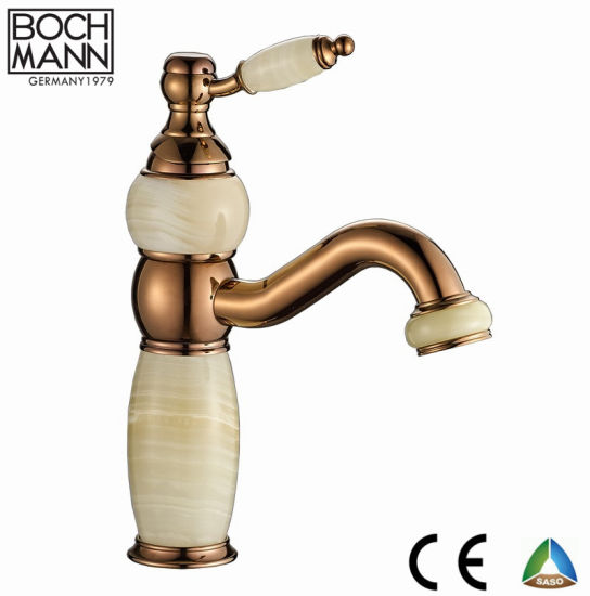 Traditional Design Colorful Brass Marble Stone Bathroom Basin Water Mixer