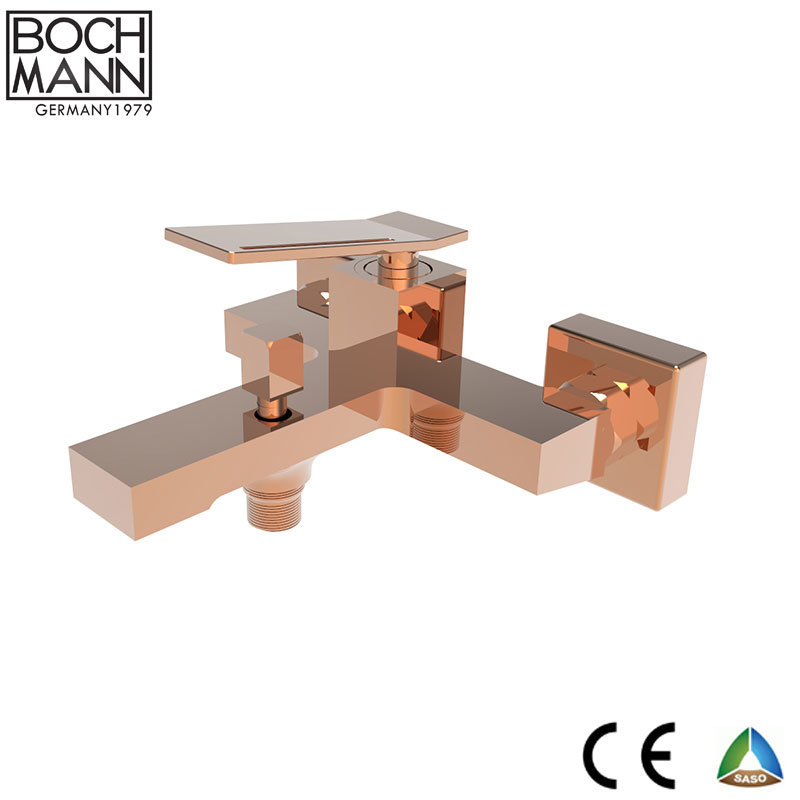 Middle East Rose Gold Color Brass Body Square Bath Water Mixer