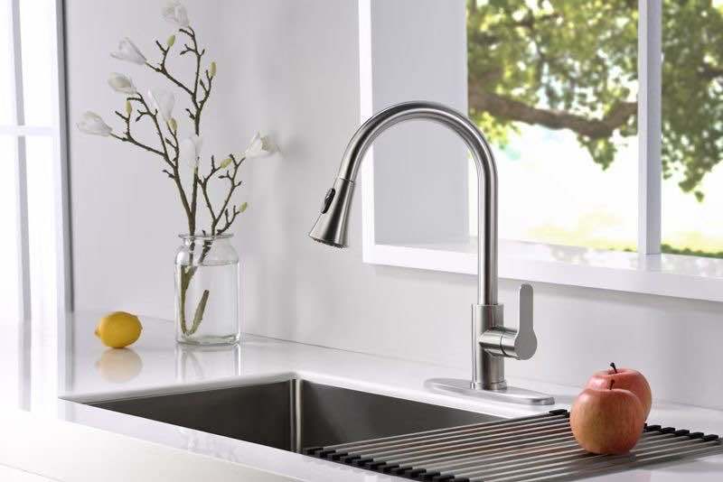 Pull out Spray Head Nickel Brushed Chrome Kitchen Water Faucet