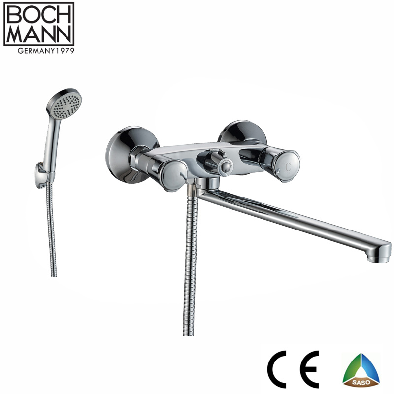 Chrome Color Zinc Body Tub Faucet and Square Wall Shower Faucet