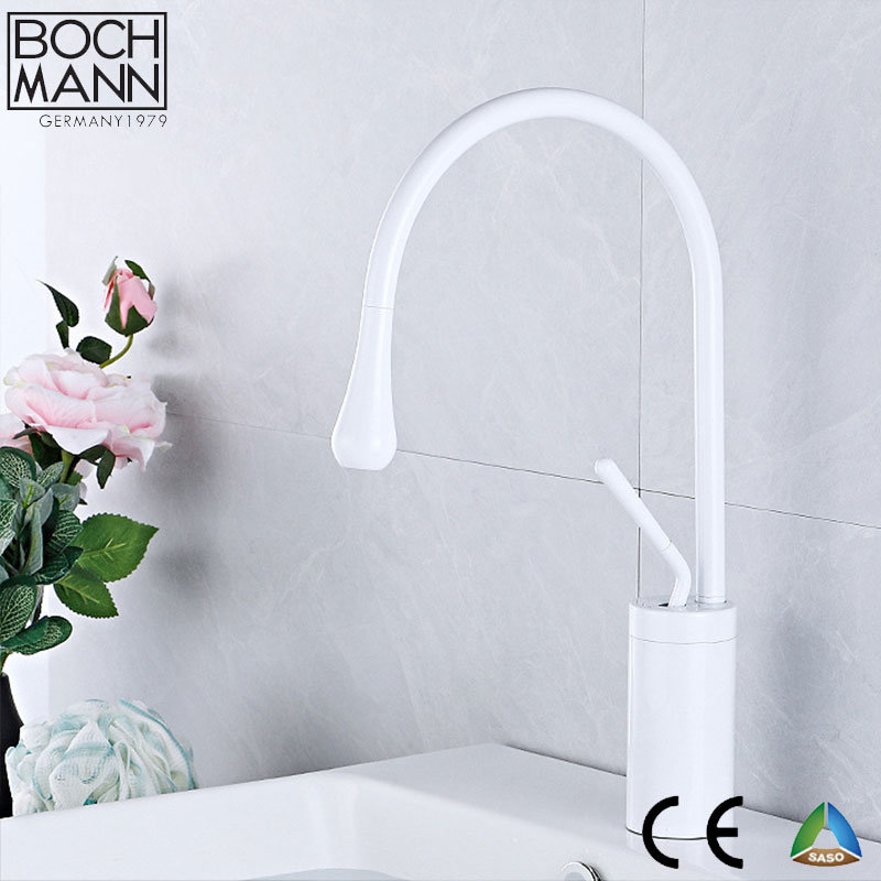 Nordic Style Art Water Drop Black Color Brass High Basin Faucet