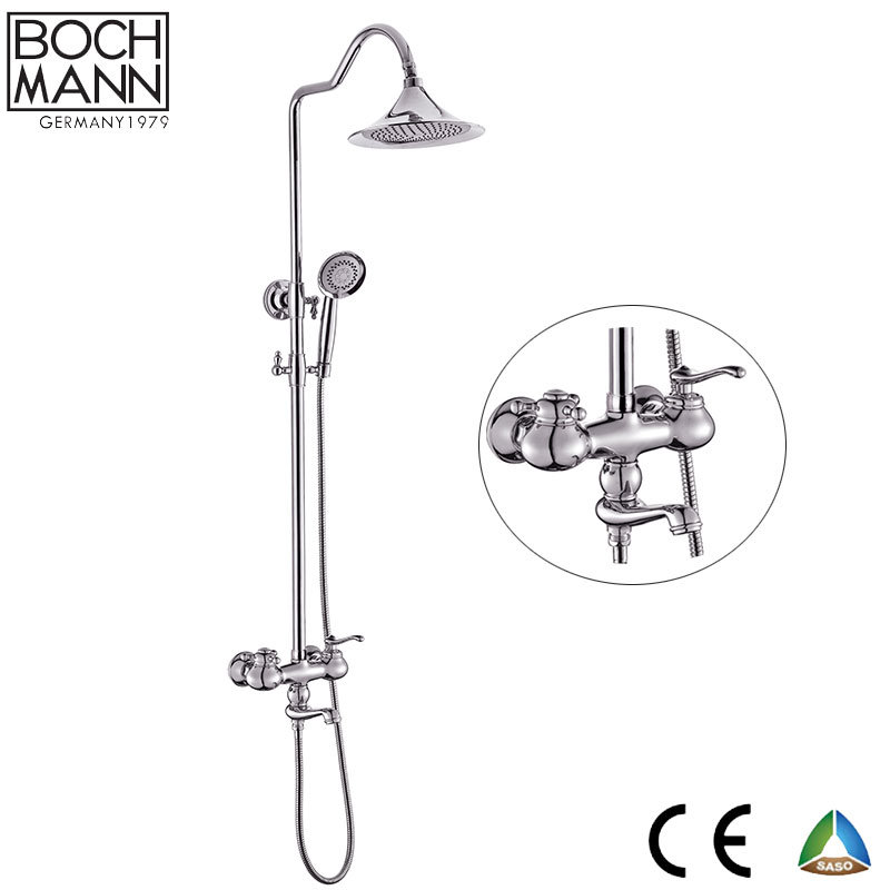 Traditional Luxury Gold/Rose Gold Color Double Wheel Handle Rain Shower Set Faucet