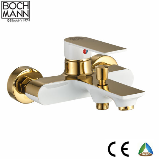 35mm Brass Bathroom Bathtub Bath Shower Faucet in Gold White Color