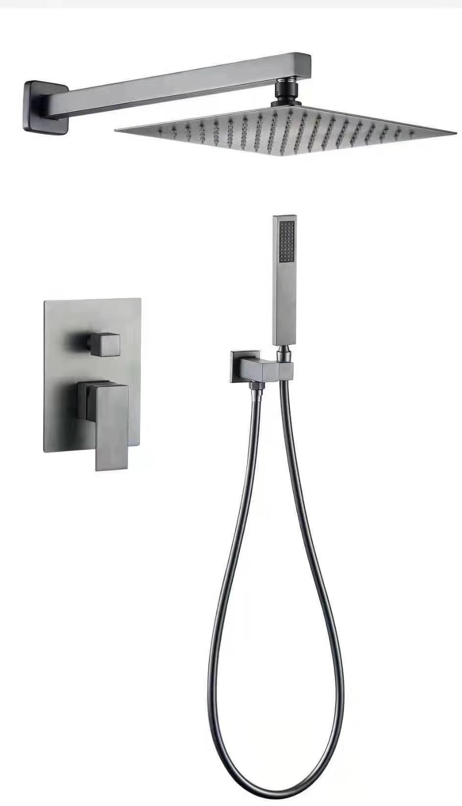 Wall Mounted Shower Mixer with Ss Shower Head in Brushed Gold Color