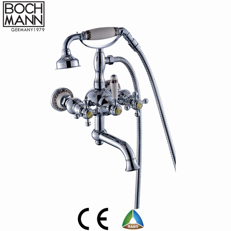 Luxury Traditional Design Full Brass Dual Wheel Handle Bath Shower Faucet