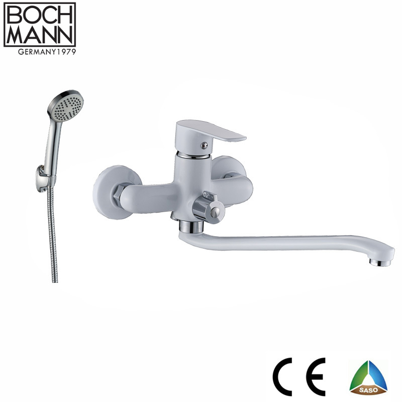 White Color Shower Faucet and Zinc Body Bathroom Tub Faucet with Plastic Handle Shower