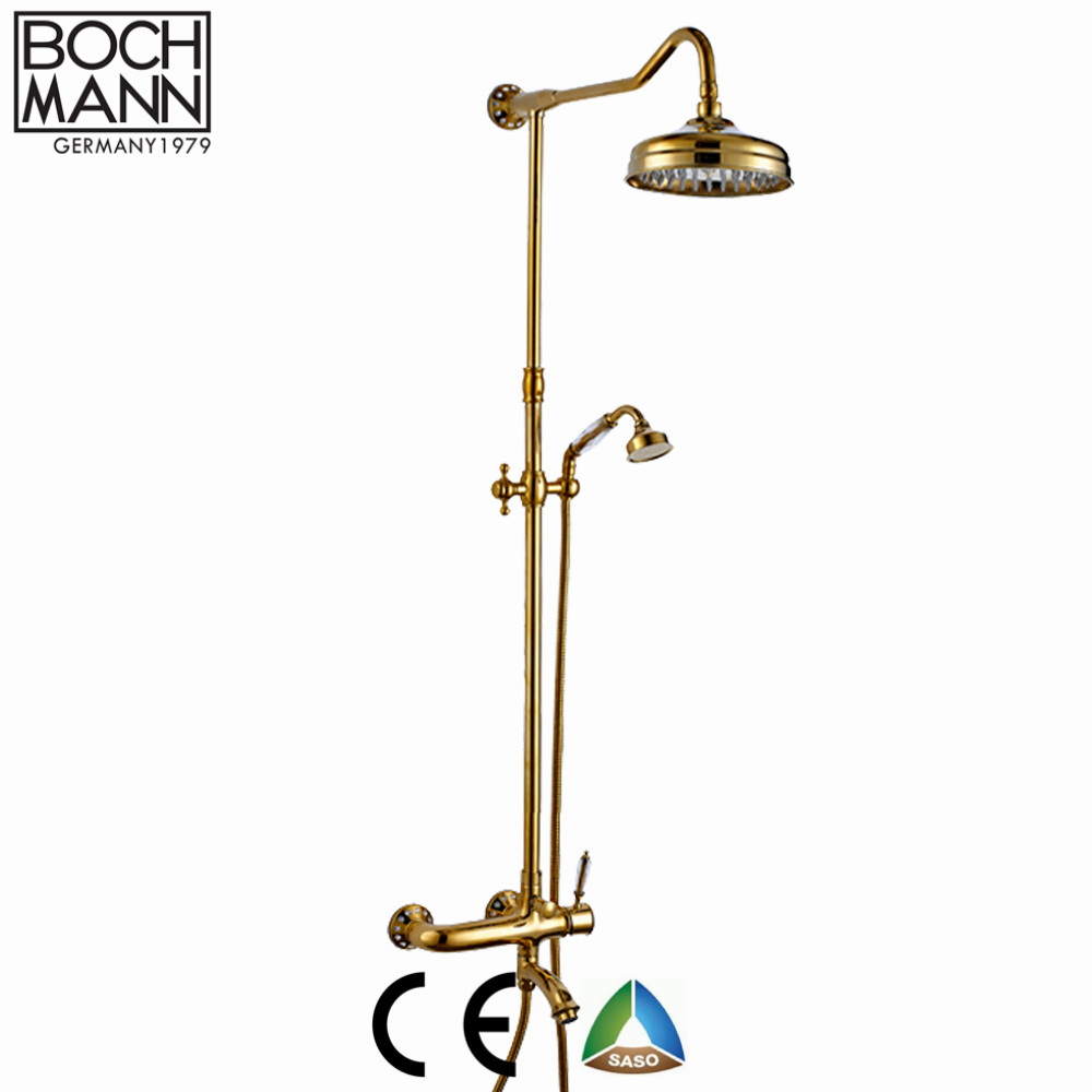 Wall Mounted Full Brass Rain Shower Set Faucet for Hotel Villa Bathroom